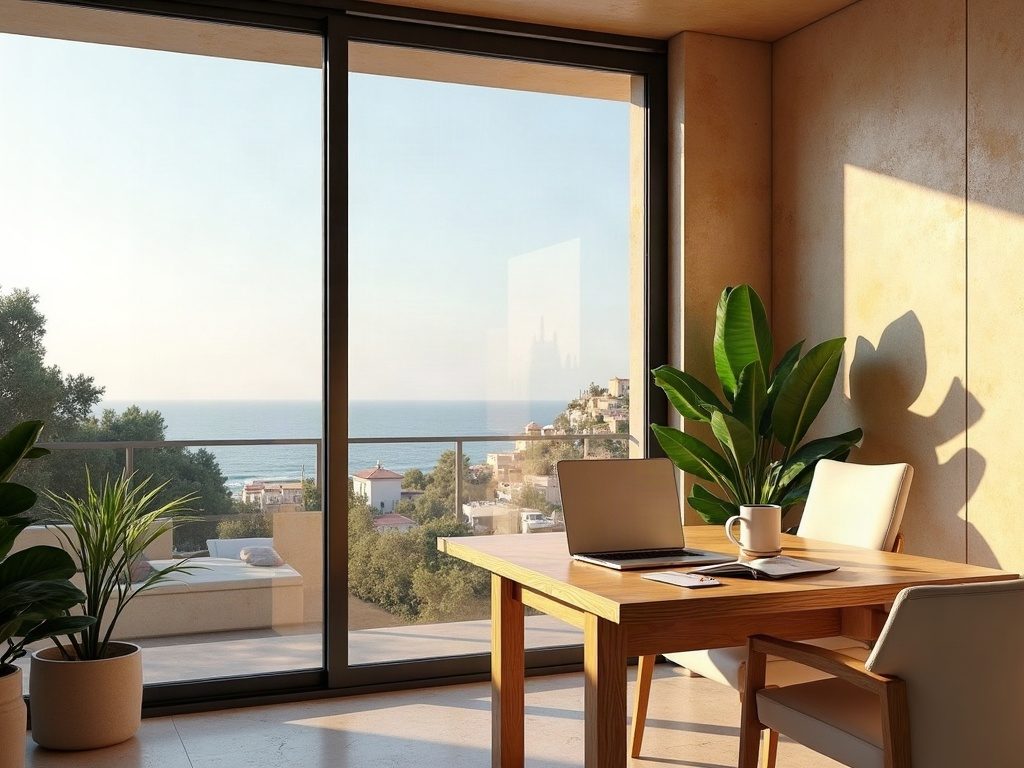 Office with a view of the Mediterranean